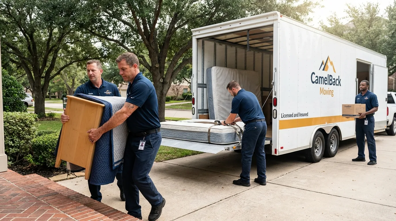 Crew loading residential truck for cross-state move from Englewood, TN
