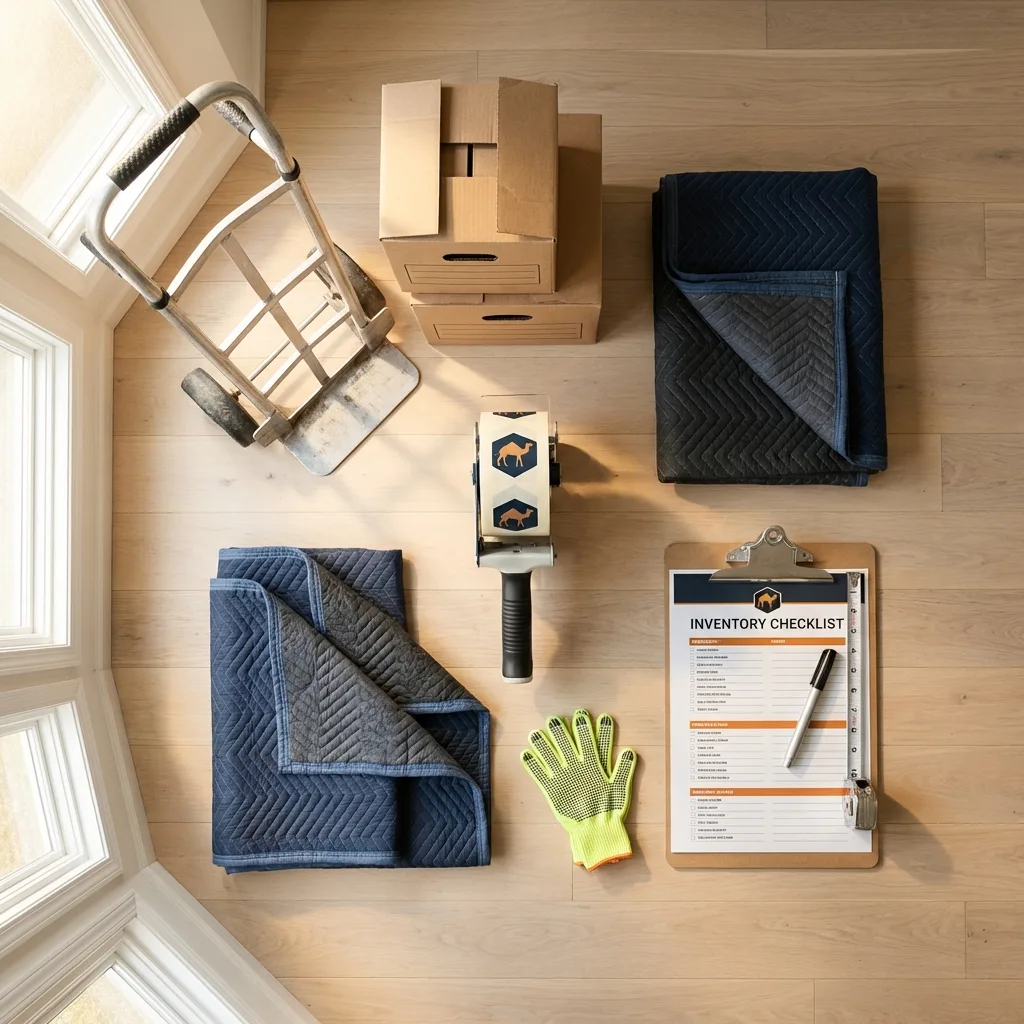 Professional moving supplies and packing materials layout for Englewood residential relocations